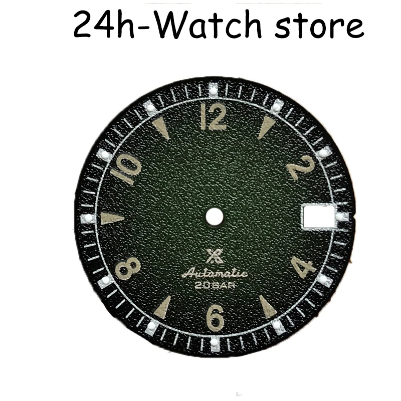 24 hours-Watch black dial with s logo and GS logo blue lume fit nh35 movement and skx007/skx009 4r36 dial for nh36 enlarge