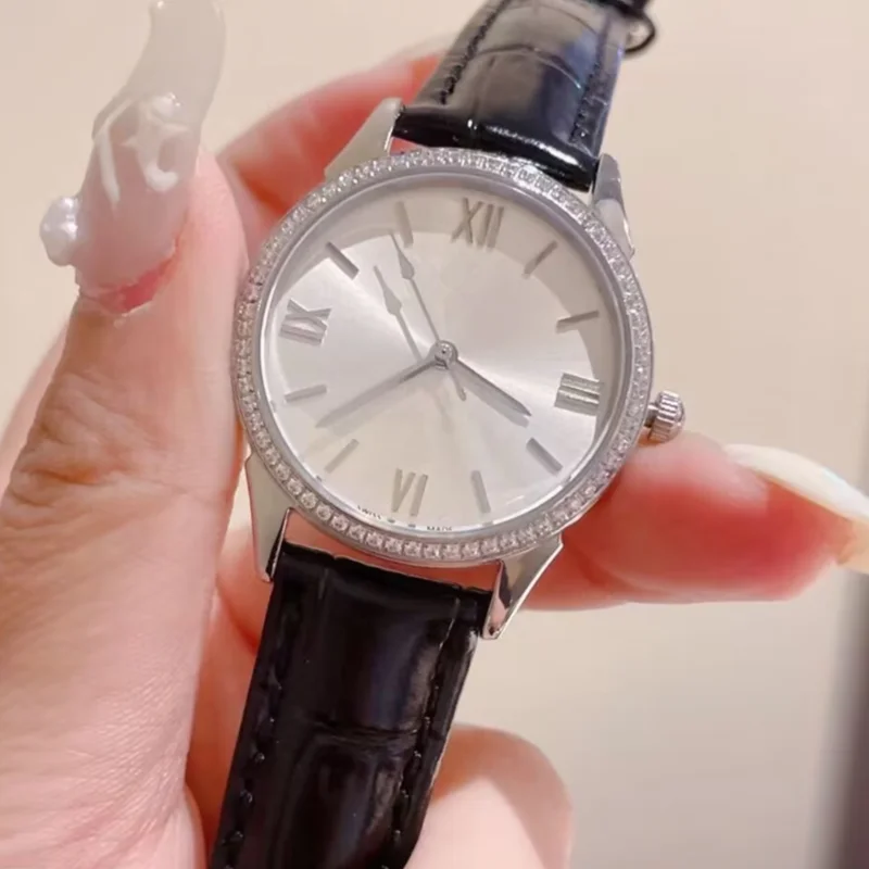 

Luxury Brand Chronometer Diamonds Women Quartz Watches Stainless Steel Wristwatch Business Sports Leather Watch