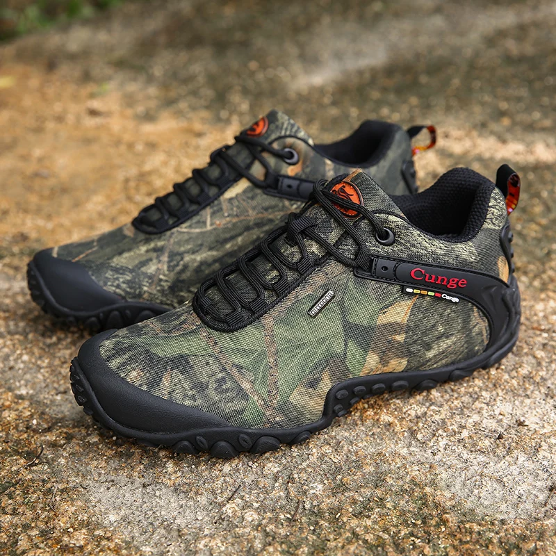 JIEMIAO Men Hiking Shoes Outdoor Tactical Training Army Boots Camouflage Climbing Waterproof Trekking Boots Trail Hunting Shoes