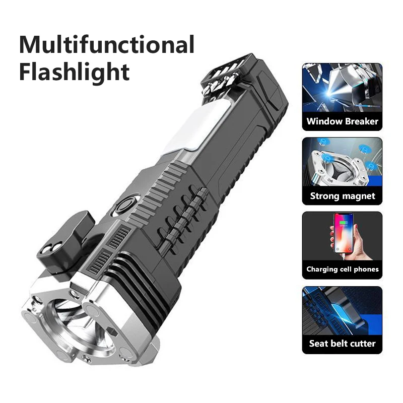 

Car Safety Hammer Multifunctional Charging Power Work Light Emergency Fire Self-defense flashlight