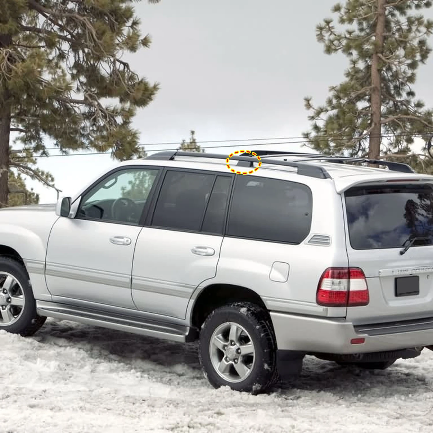 Фото Для Toyota Land Cruiser LC100 FJ100 1998-2007 внешние аксессуары для автомобиля, направляющие для багажника на крышу, средняя защитная крышка для багажа, 2 шт. №4