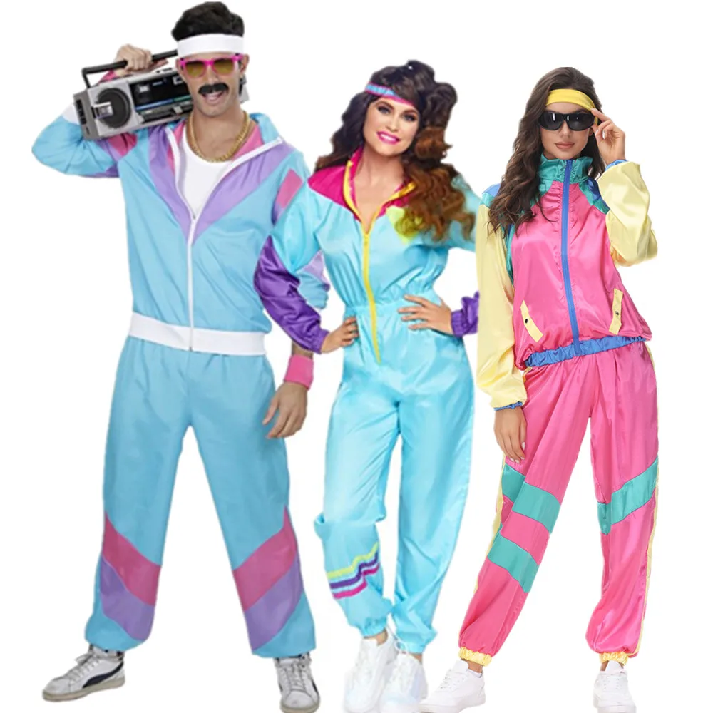 Couples Hippie Costumes Male Women Carnival Halloween Party Vintage 1970s Disco Clothing Suit Rock Hippies Cosplay Outfits
