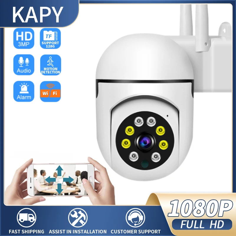 

3MP 1080P HD Surveillance Cameras PTZ WIFI IP Camera Color Night Vision AI Human Detect Tracking H.265 CCTV Cam System for Home