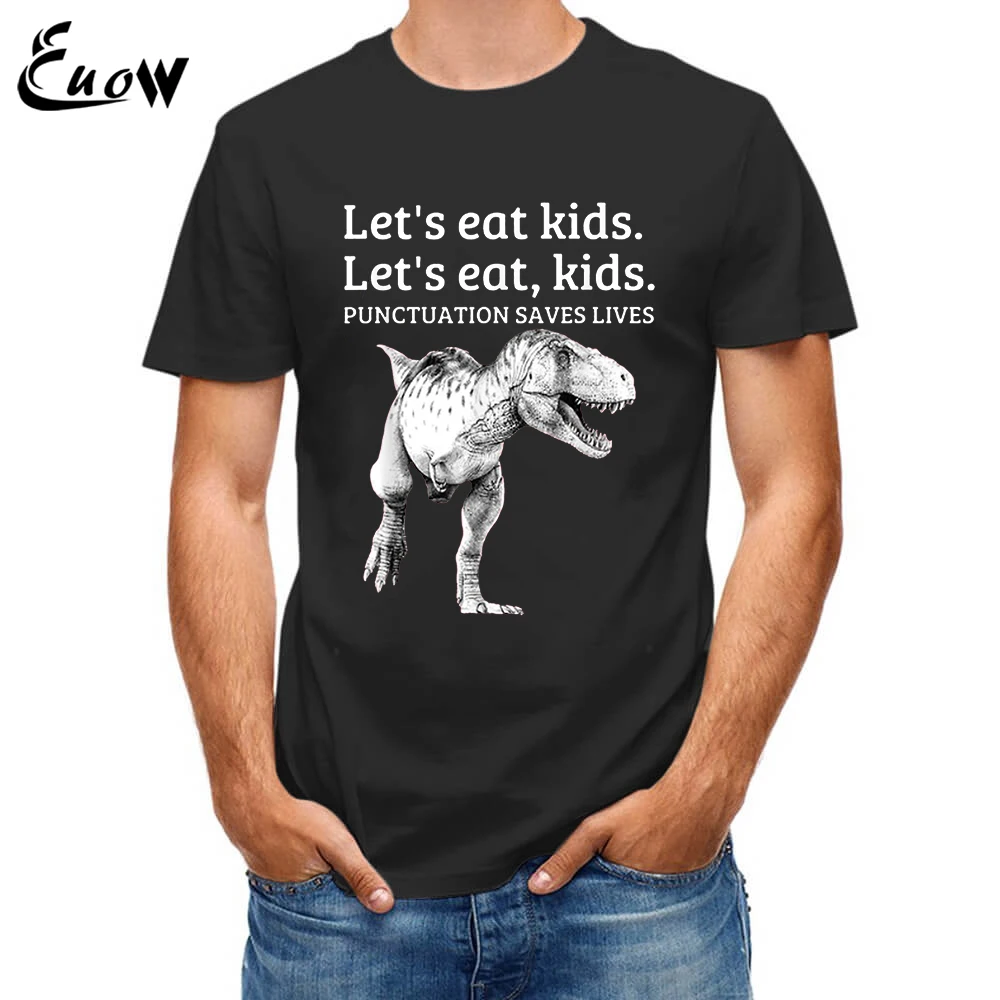 

Funny Let's Eat Kids Punctuation Saves Lives Grammar Men 100% Cotton Clothing Short Sleeve T-Shirt Gifts Streetwear Casual Tee