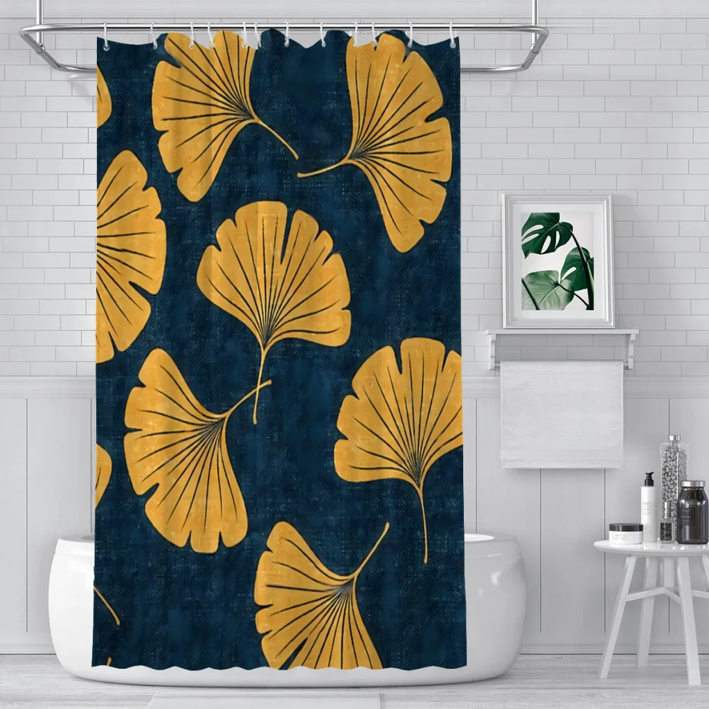 

Ginkgo Biloba Leaves Shower Curtains Tiger Animal Lover Waterproof Fabric Funny Bathroom Decor with Hooks Home Accessories