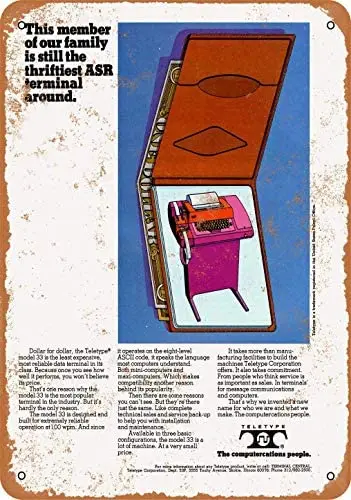 

Tin Sign 1974 Teletype Model 33 ASR Terminal Vintage Look Metal Sign