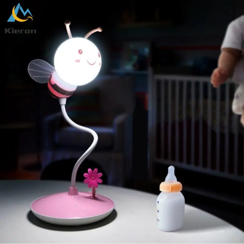 

Modern Simple Honeybee LED Night Lights Bedroom Study Bedside Dimmable Desk Lamps Living Room Decor Change Direction Table Lamps