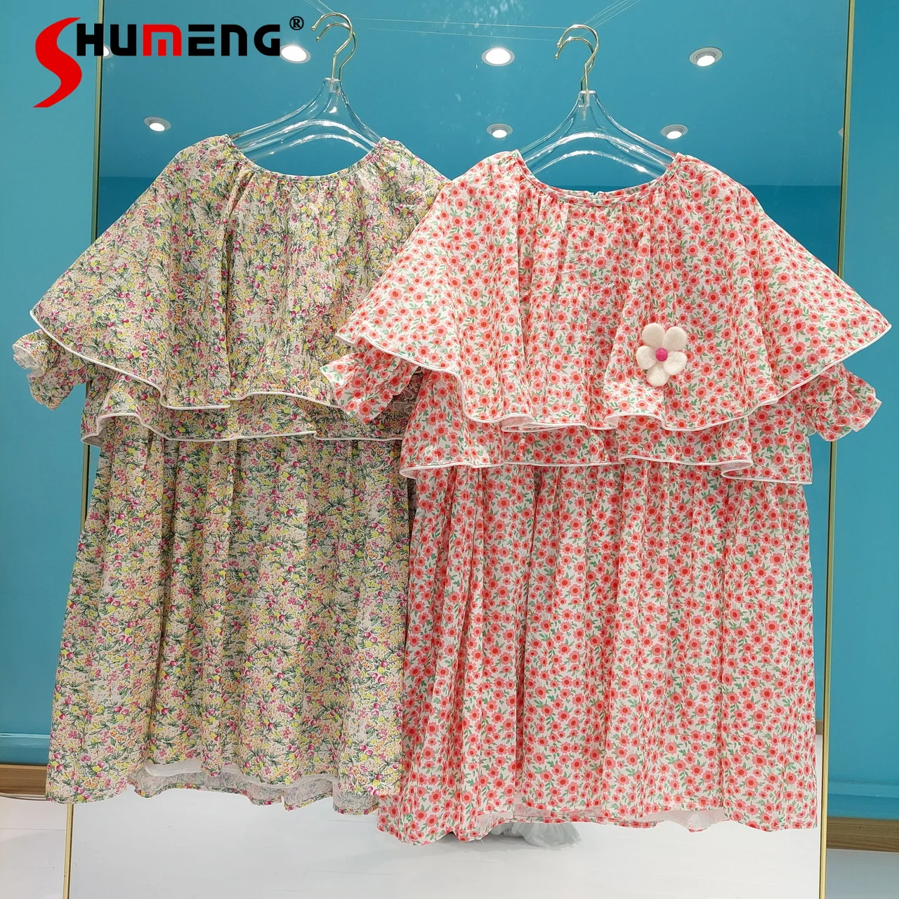 

French Style Hepburn Sweet Flower Layered Blouses Women's 2022 Summer New Fashion Double-Layer Ruffled Loose Pullover Shirt Top