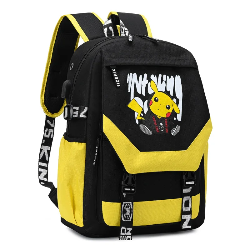

Oxford Cloth Backpack Simple Trendy Backpack For Men Junior High School Students USB Recharge School Bag Cartoon Soft Bagpack