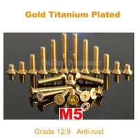 510pcs titanium plating m5 gold countersunk flat head hex hexagon socket screws iso7991 alloy steel allen bolt model anti rust