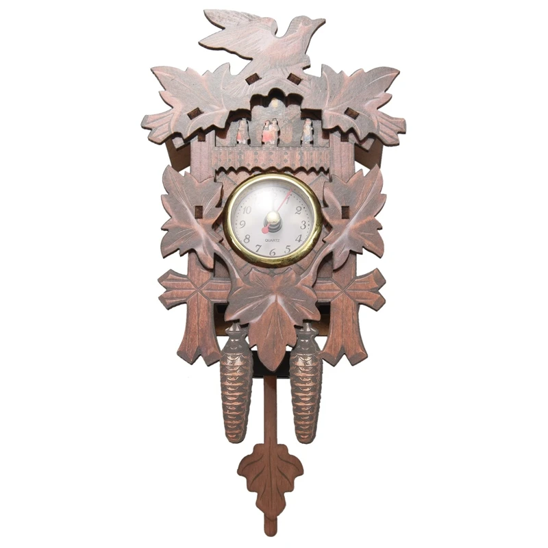 

Vintage Home Decorative Bird Wall Clock Hanging Wood Cuckoo Clock Living Room Pendulum Clock Craft Art Clock For New House (brow