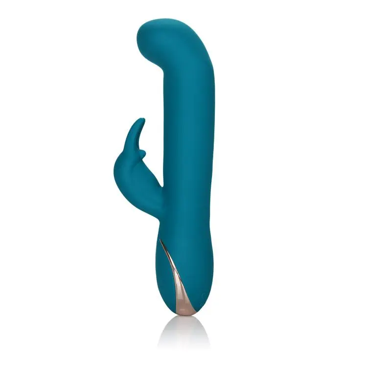 Бирюзовый вибратор с изогнутой головкой Jack Rabbit Signature Silicone Rocking G - 20 см. |