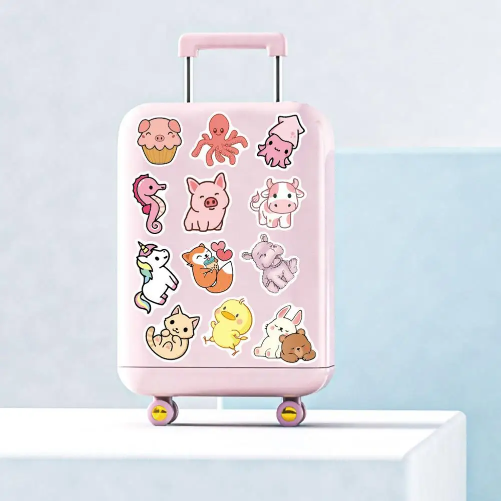 

100Pcs Stationery Sticker Self-Adhesive No Residue Waterproof Luggage Suitcase Animal Stickers Household Supply