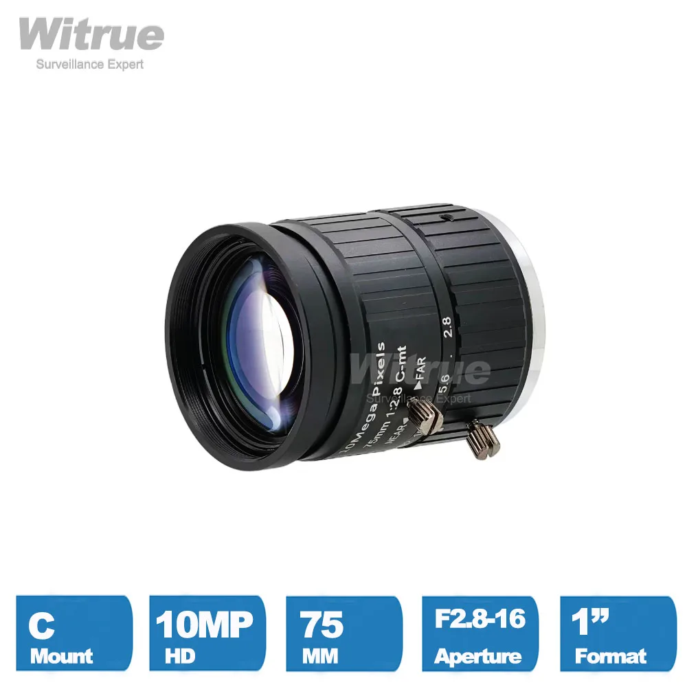 Фото Witrue HD 4K 10MP объектив с креплением C, 75 мм, большая дальность обзора, F2.8-16, 1
