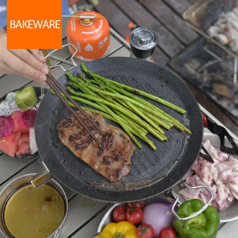 

Frying Pan Dual-purpose Camping Barbecue Pan Maifan Stone Coating Non-stick and Easy to Clean New Product Household Portable