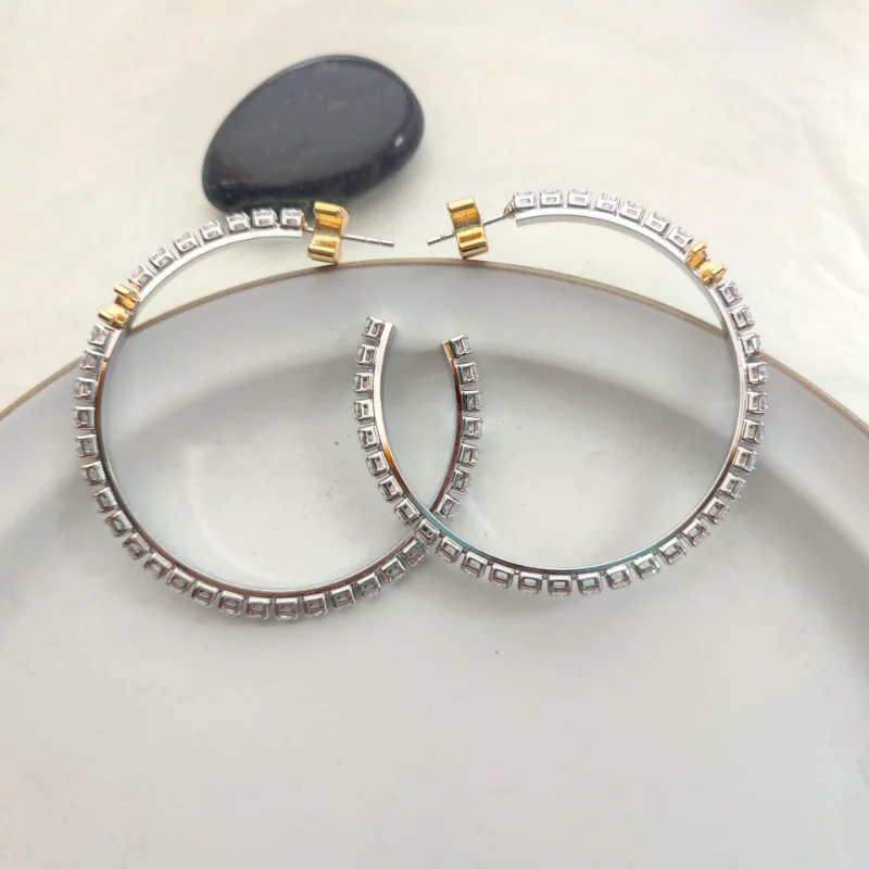 

Timeless Wonder Fancy Zirconia Geo Hoop Designer Earrings for Women Jewelry Gothic Party Punk Luxury Brand Ins Rare Runway 6336