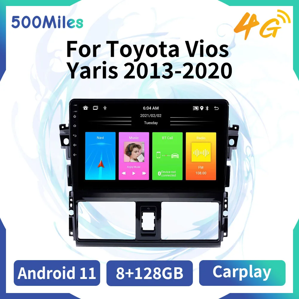 Автомагнитола 2 Din Android стерео для Toyota Vios Yaris 2013-2020 GPS-навигация головное устройство