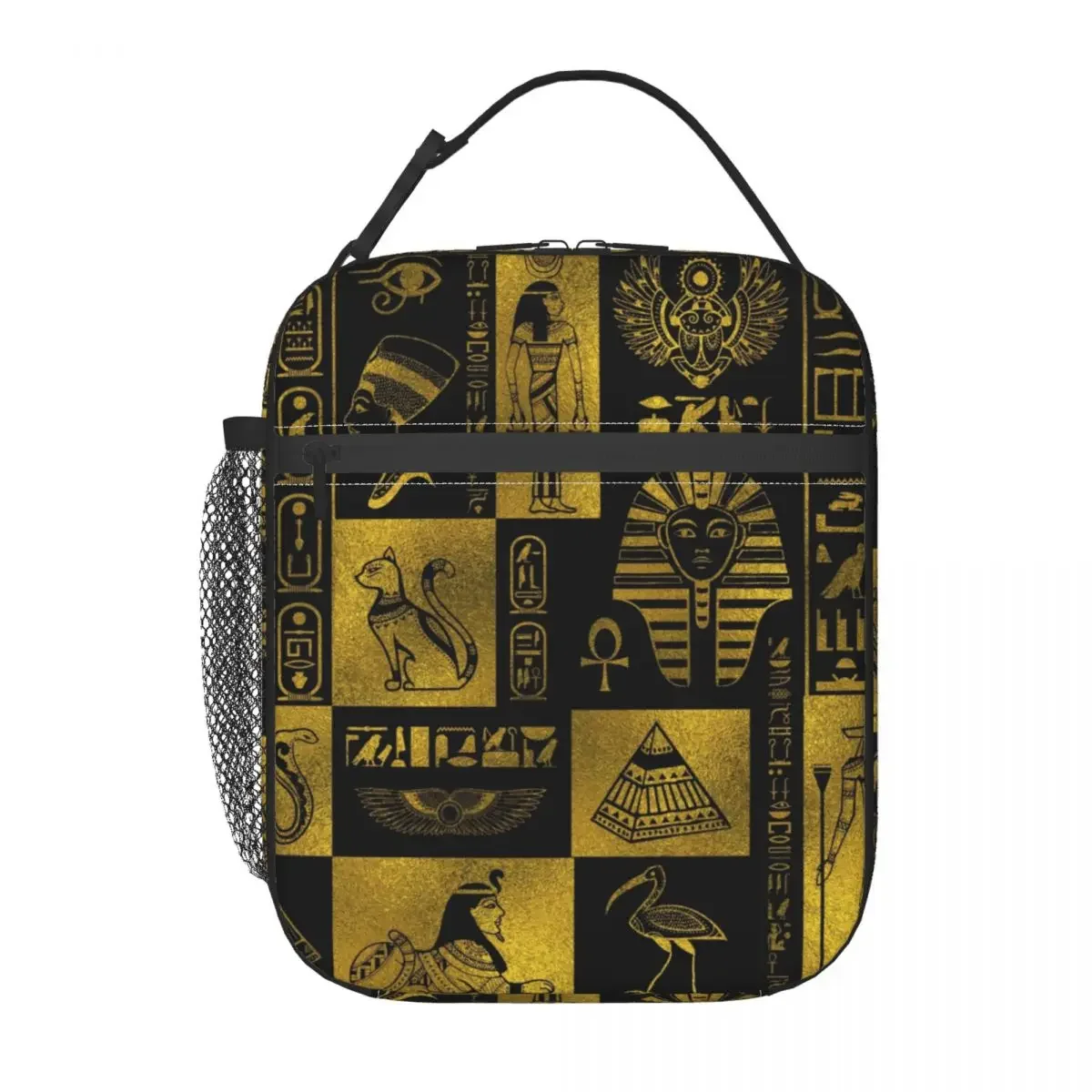 Египетские золотые иероглифы и символы коллаж изолированная сумка для обеда