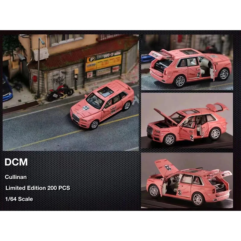

1:64 DCM Cullinan Pink Pig Luxury SUV Limited Edition Full Door Alloy Diorama Collection Of Car Models Miniature Toys Children