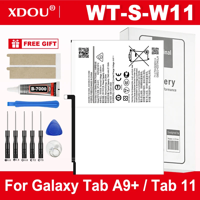 Фото Совершенно новая сменная батарея WT-S-W11 7040 мАч для Samsung Galaxy Tab A9+ / Tab 11 SM-X210, батарея для планшета + инструменты №1