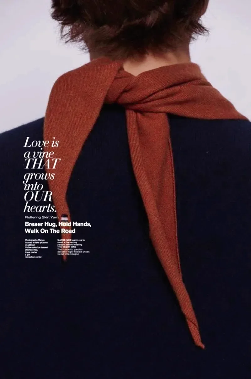 Шерстяной кашемировый шарф для защиты шеи вязаный треугольный женский платок