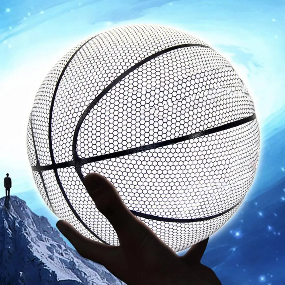 

Luminous Basketball Ball Holographic Reflective Basketball Ball Size 7 Glowing Night Light Ball Indoor Outdoor Training Balls