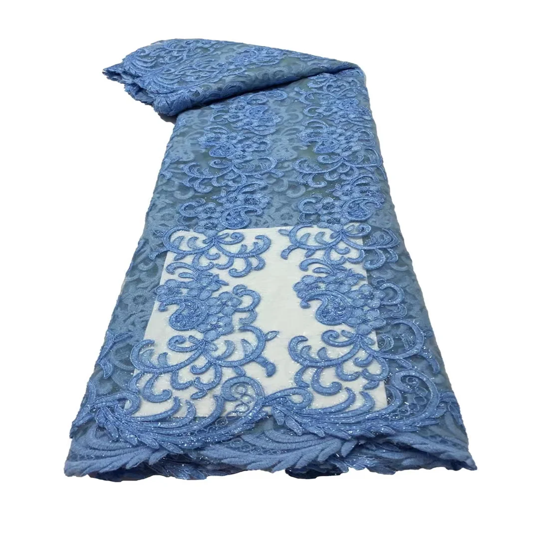 

French Tulle Lace Fabric for Evening Gown High Quality Embroidered Mesh Lace Fabric for Wedding Dress 2022 5 Yards LRFN30