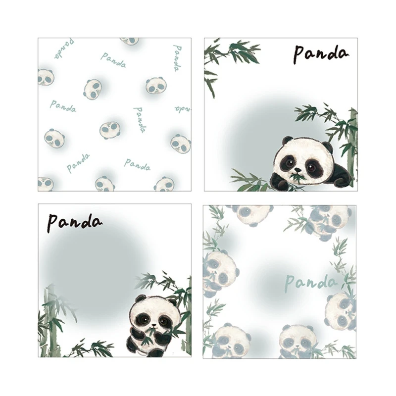 

83XC Cartoon Panda Sticky Note Pad Adhesive Message Notes Tearable 50 Sheets School Stationery for Student Teacher Child Gift
