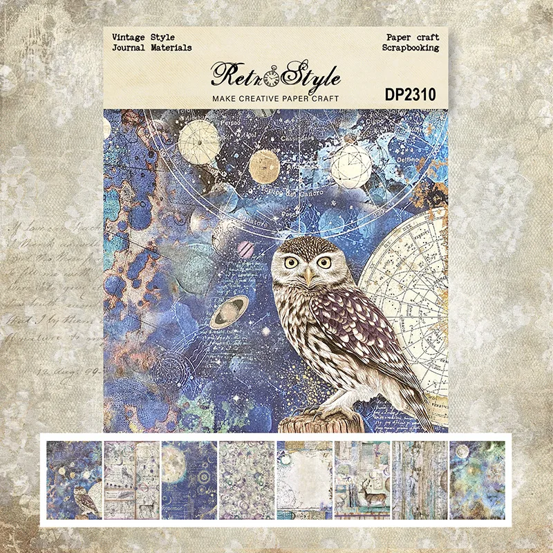

ZFPARTY 8sheets A5 size Vintage Owl Style Scrapbooking patterned paper Fancy Premium Card Pack Light weight Craft Paper Card