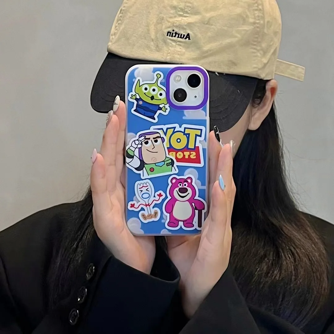 

Disney Toy story Buzz Lightyear cartoon double-sided laser Phone Cases For iPhone 14 13 12 11 Pro Max Back Cover