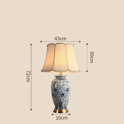 Медная Светодиодная настольная лампа в американском стиле для гостиной, Цзиндэчжэнь, керамическая лампа, роскошная прикроватная лампа для спальни, декоративные лампы