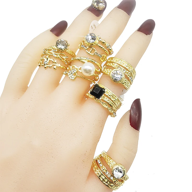 10 шт./партия женские кольца с бусинами