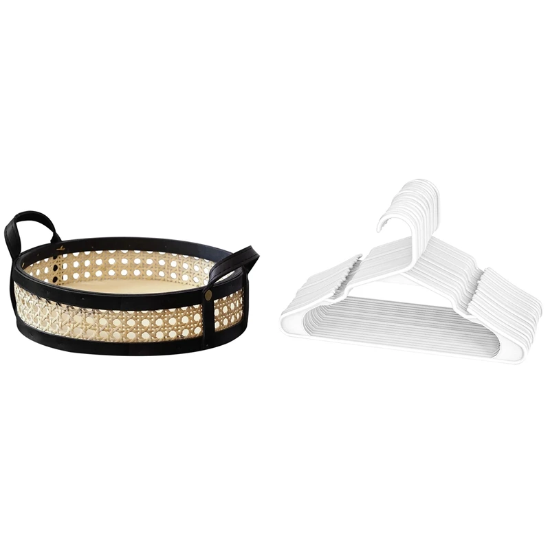 

20Pcs White Plastic Hangers, Plastic Clothes Hangers Perfect With Antique Rattan Dessert Fruit Cake Bread Snack Basket