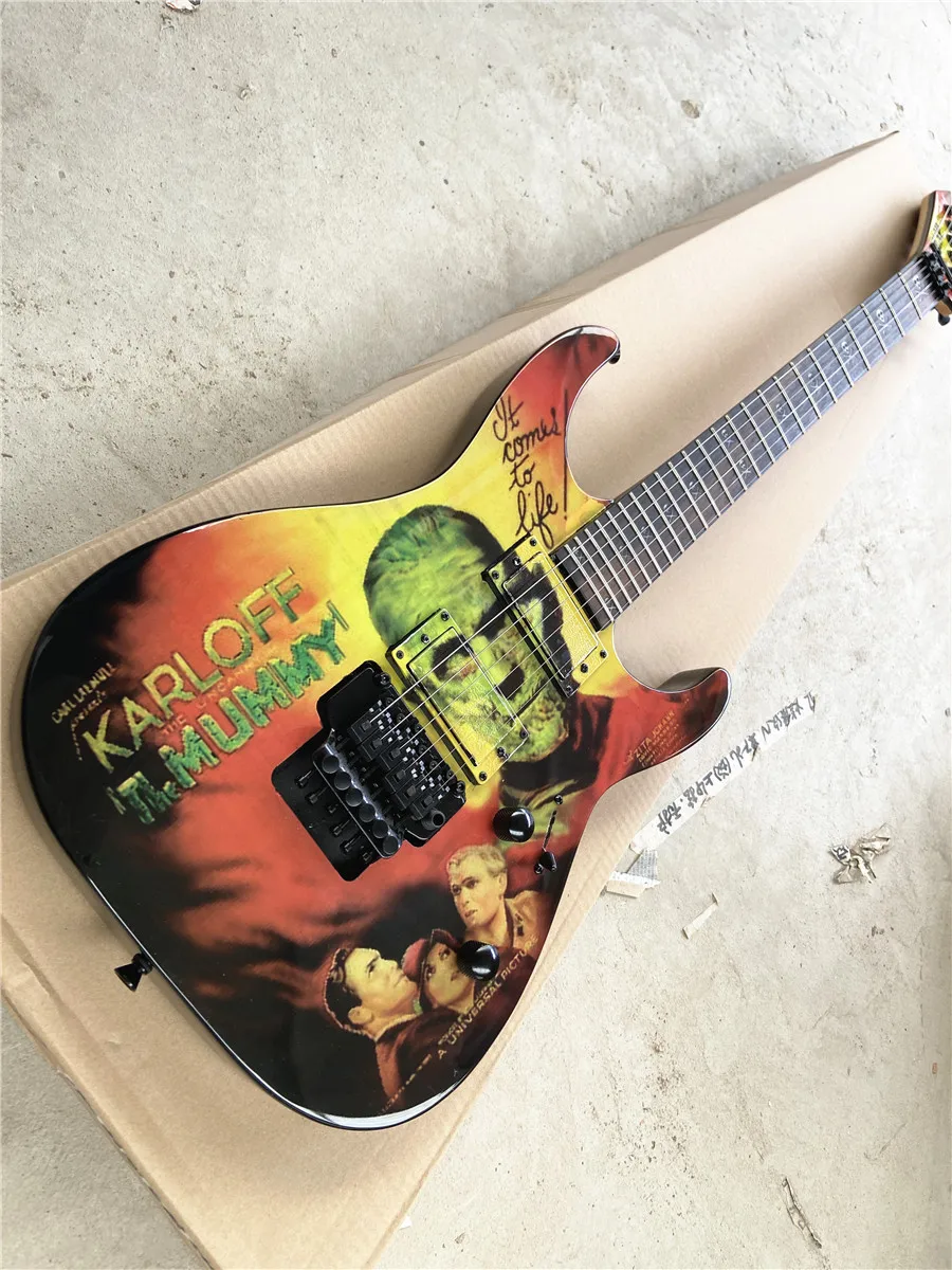 

High quality decal double shake electric guitar Rosewood fingerboard free shipping