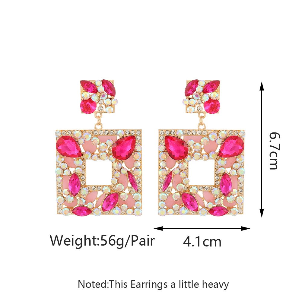 Дизайнерские Многослойные Квадратные Стеклянные Висячие Серьги С Кристаллами