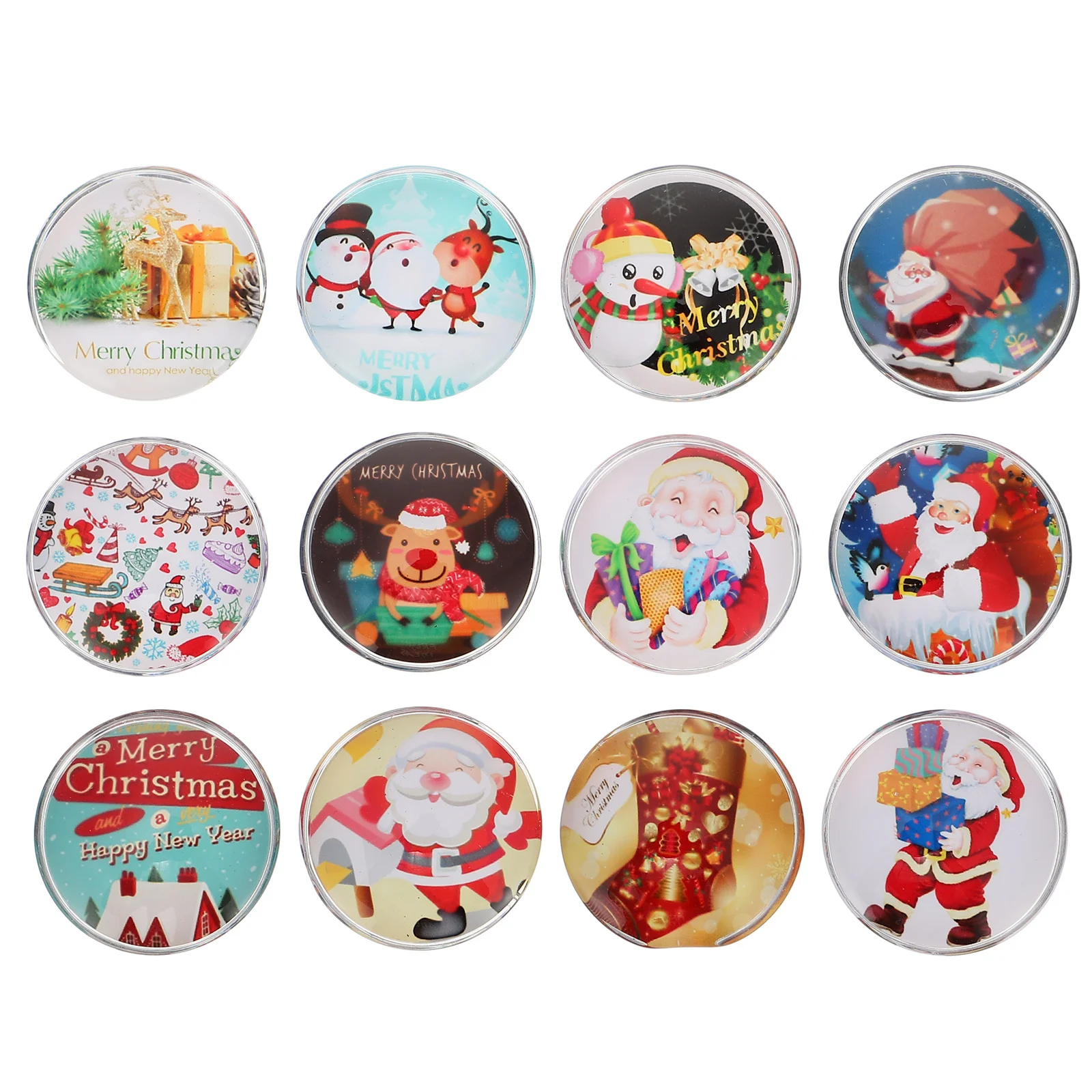 

12pcs Cartoon Refrigerator Magnetic Christmas Theme Fridge Magnets Fridge Stickers