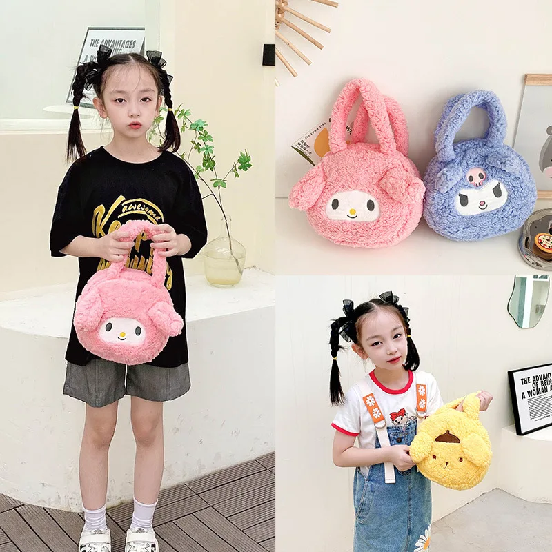 

2022 Sanrioed Anime Mymelody Cinnamoroll Kuromi Children Plush Handbags Soft Stuffed Plushie Mobile Cosmetic Bag Christmas Gifts