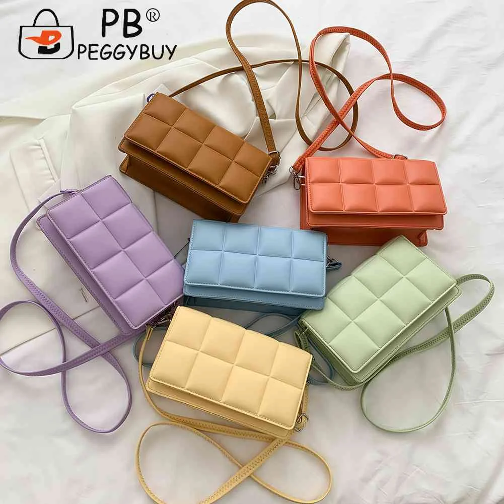 

2022 мини сумки на плечо, Женская однотонная сумка-мессенджер с узором в клетку, модная маленькая сумочка из искусственной кожи для женщин, су...