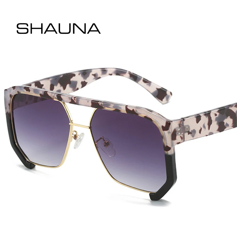 

SHAUNA Retro Punk Double Bridges Square Women Sunglasses Fashion Clear Ocean Gradient Lens Shades UV400 Men Polygon Sun Glasses