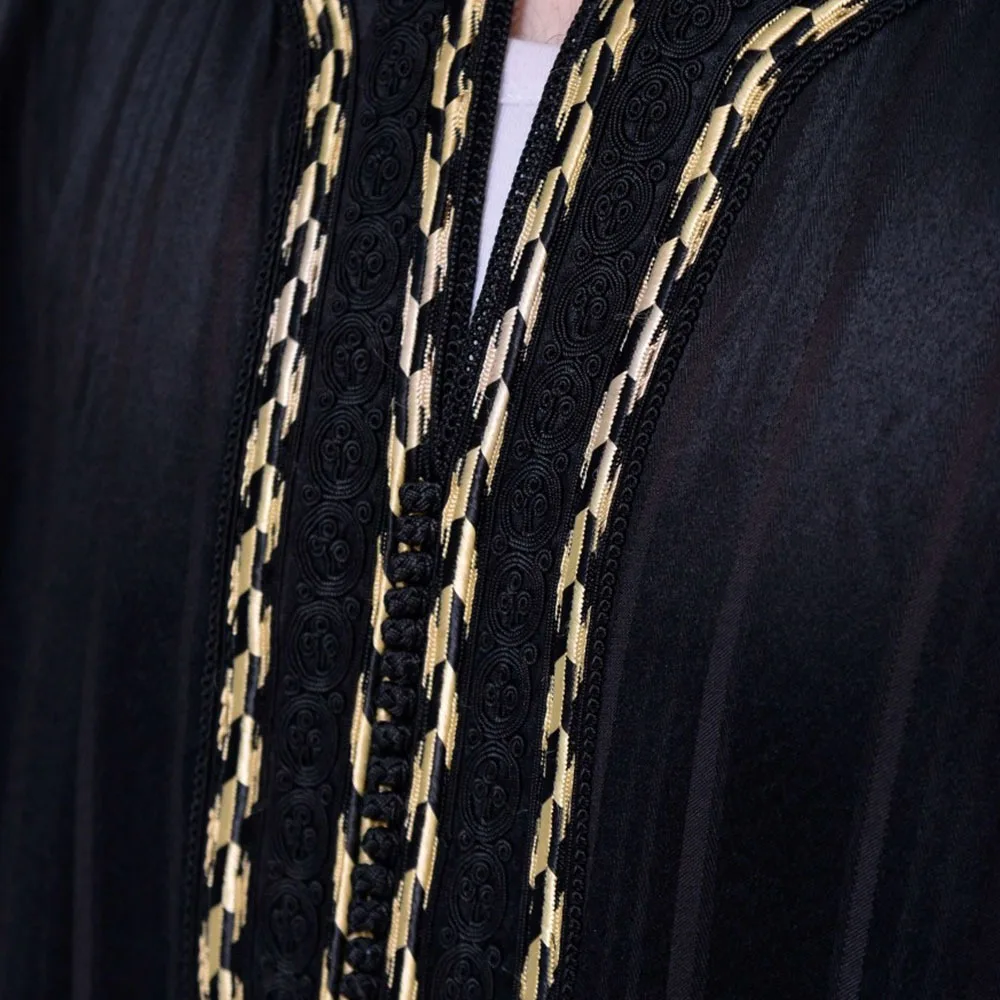 Muslim Black Robes Youth Spring Summer Collarless Loose Shirt Abaya Arabic Ropas De Hombre árabe De Moda Musulmana