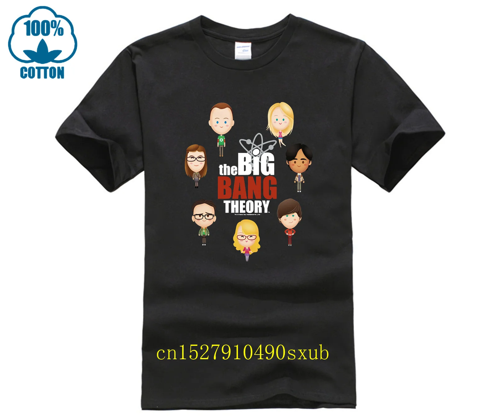 Теория Большого Взрыва Брезентовая футболка с мультяшными персонажами угольная