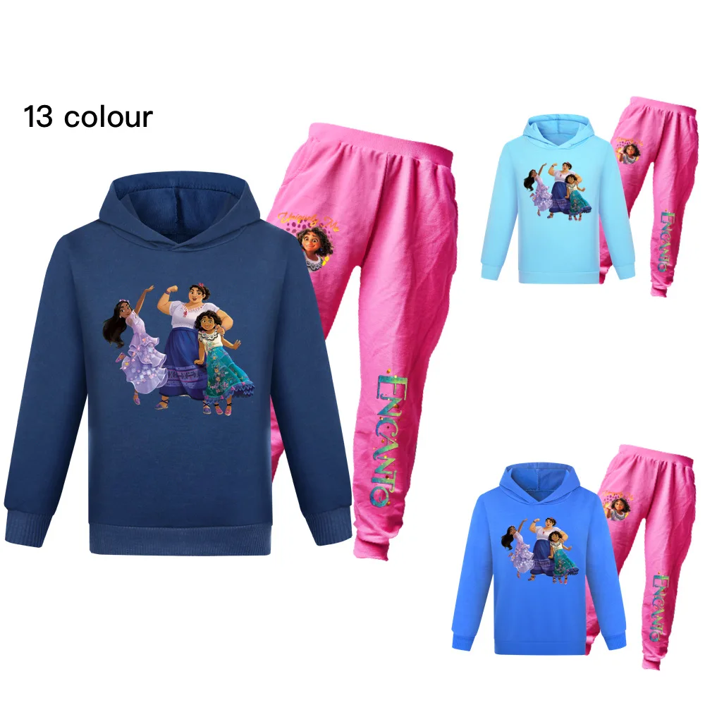 

2022 New Disney Encanto Cartoon Print Baby Clothing Girls Birthday Boy Tracksuit Hoodie Top + Pants 2 Piece 2-16Y