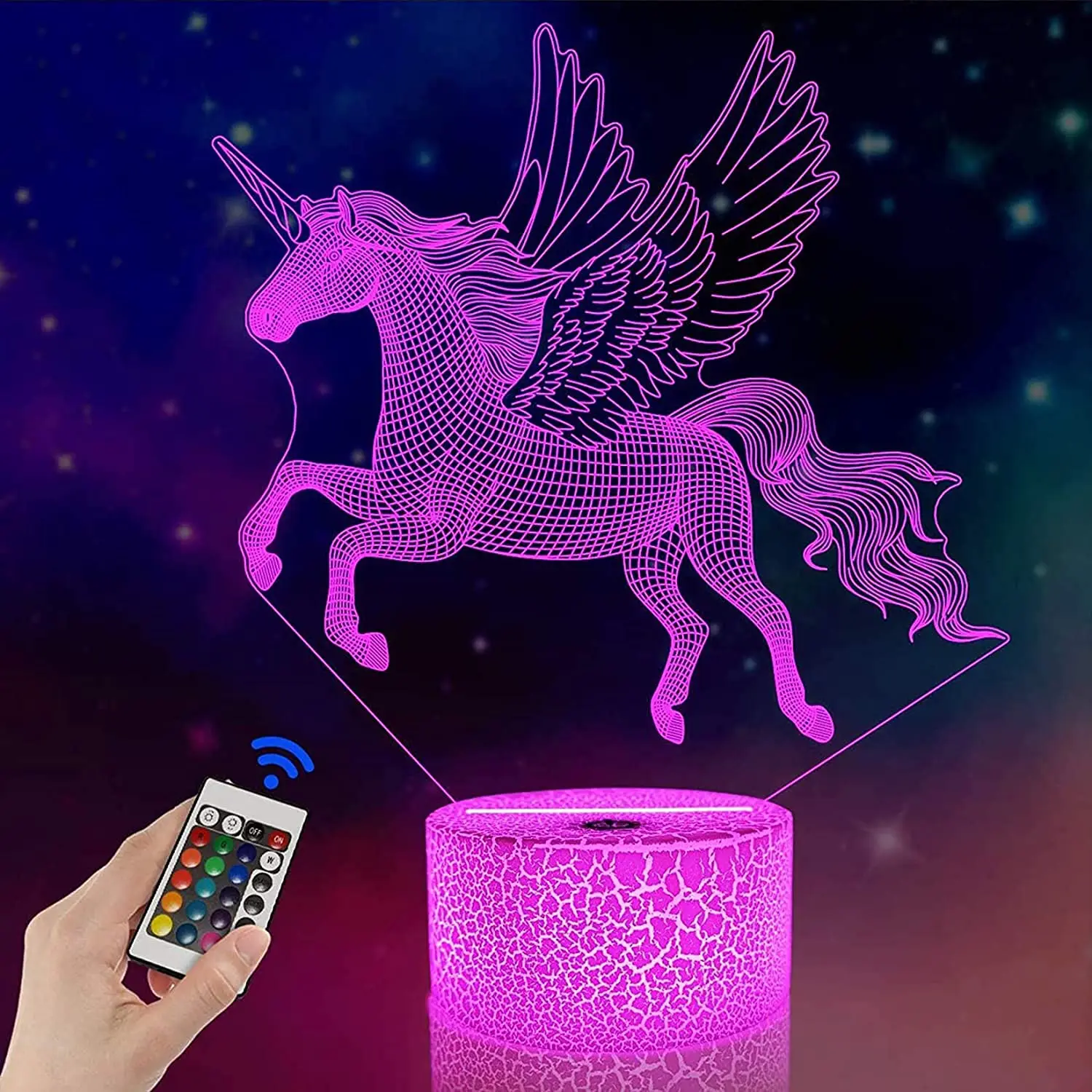 

Gifts for Grils,3D Illusion Night Light Bedside Lamp wtih Remote 16 Colors Changing Dim Function, Gifts for Room/ Decor Birthd