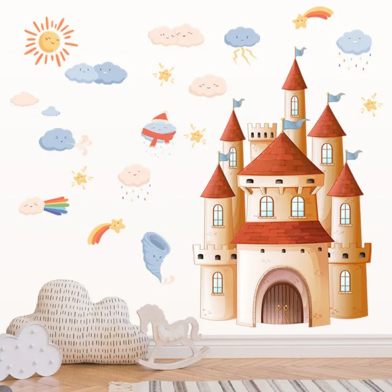 

Orange Wind And Rain Thunder, Thunder, Teach Castle Wall, Kindergarten Children's Room Background Wall Decoration