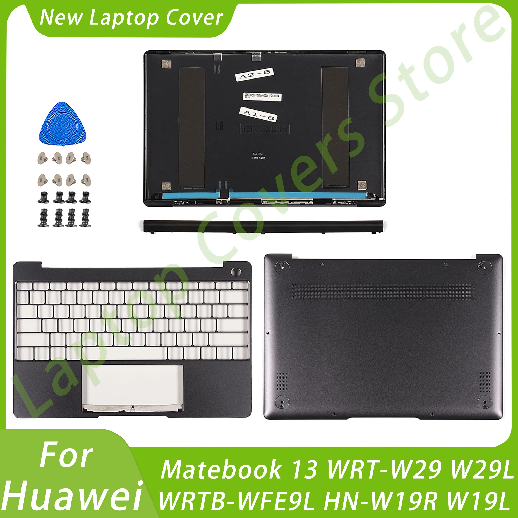 

New For Huawei Matebook 13 WRT-W29 W29L WRTB-WFE9L HN-W19R W19L Gray LCD Back Cover Palmrest Bottom Case HingeCover Laptop Parts