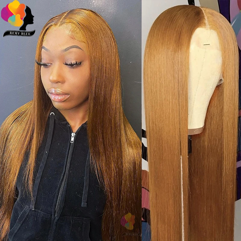 

Имбирные кружевные передние парики из человеческих волос 13 × 4 Медово-Светлые прозрачные прямые кружевные передние парики бразильские кори...