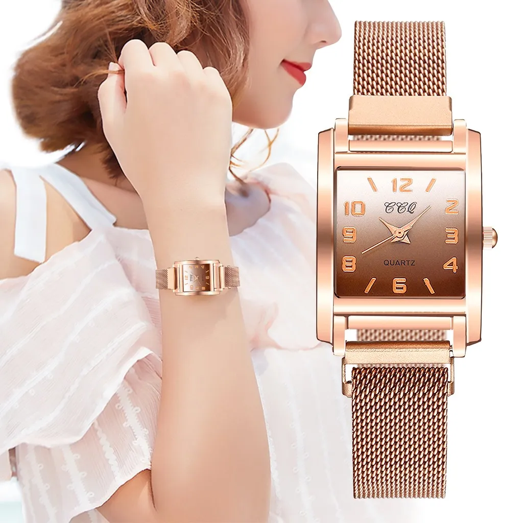 

CCQ Clock Women Watches Gradient Color Luxury Brand Wristwatch Vintage Accesorios Mujer Square Vintage Wrist Watches For Women