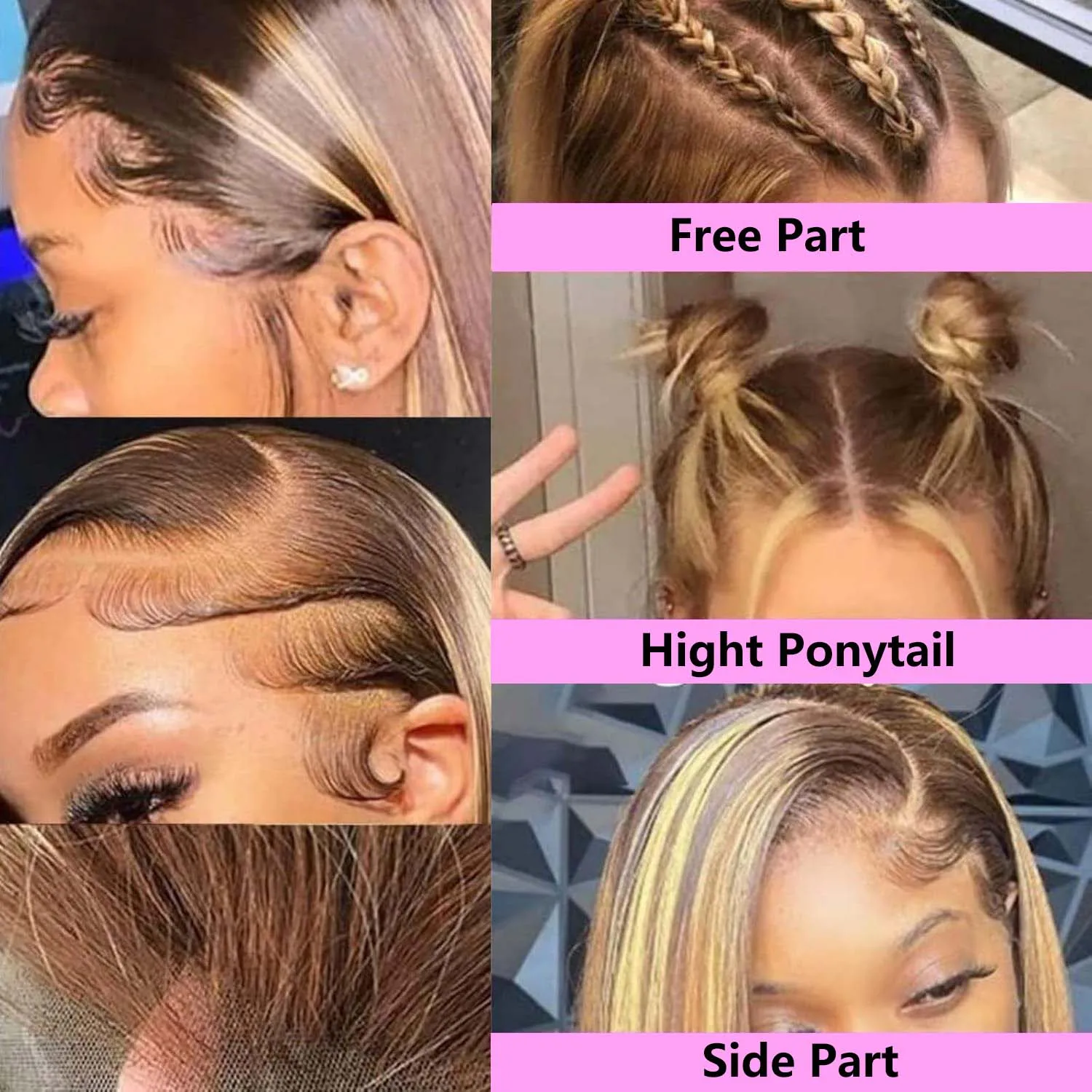 Ombre Highlight Bob Парик из натуральных волос Прямые 13x4 Парики на шнуровке 4/27 Медовый