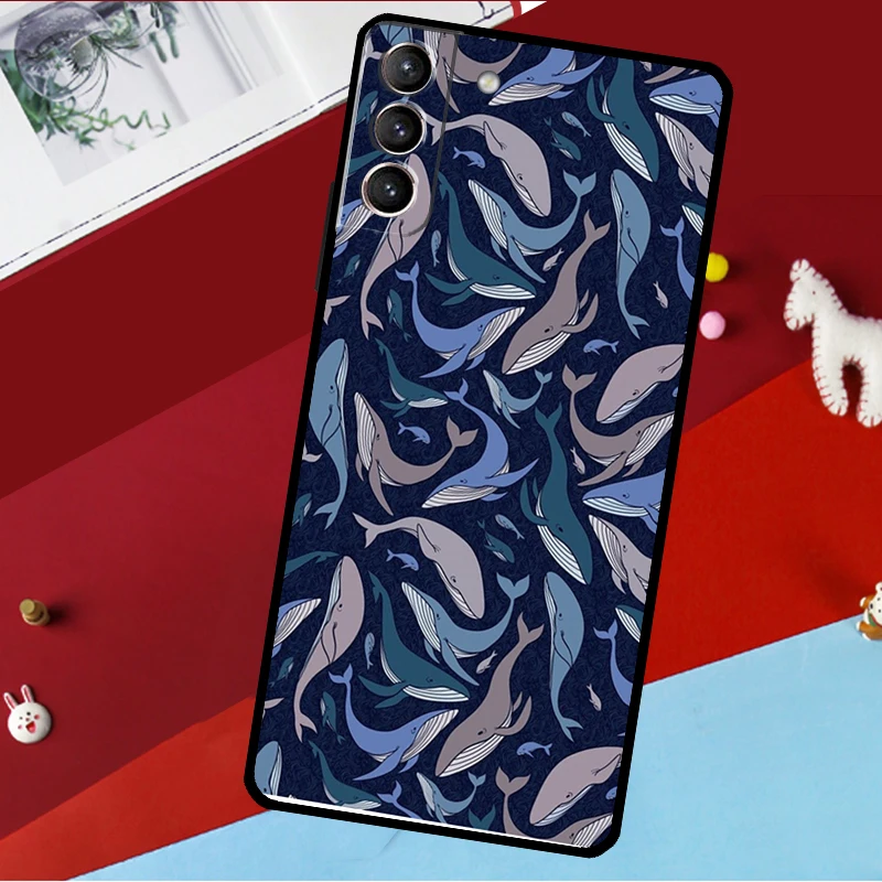 Фото Чехол для телефона Samsung Galaxy S26 S25 S24 S22 S23 Ultra Plus S20 S21 FE S9 S10 S25 FE с дизайном «Волны и киты» №4