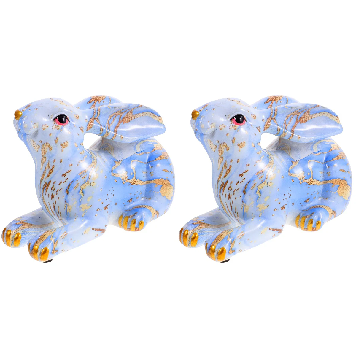 

2pcs Decorative Resin Lifelike Rabbit Figurine Desktop Bunny Figurine Decor Home Decoration